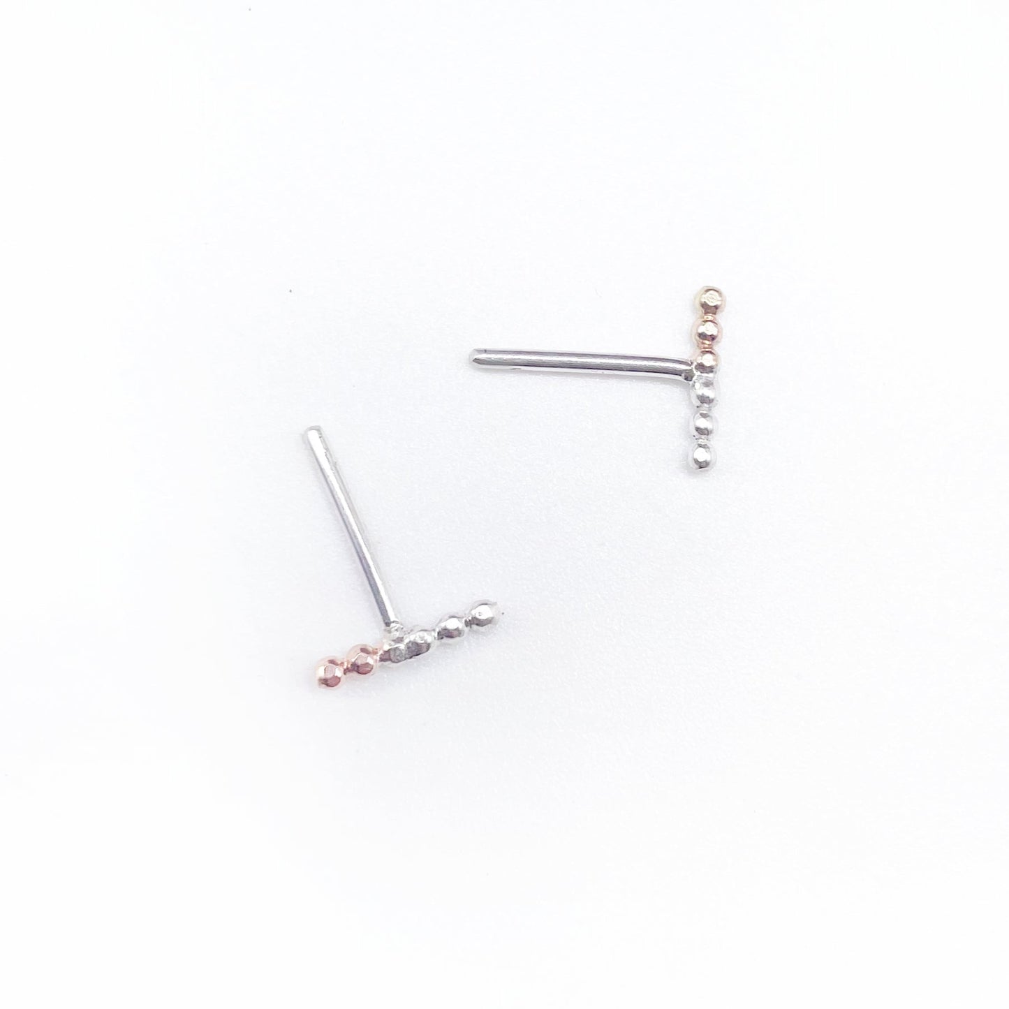 Mixed Metal Dot Stud Earrings | Sterling Silver + 14k Gold-Filled + 14k Rose Gold-Filled