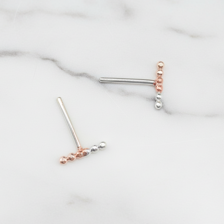 Mixed Metal Dot Stud Earrings | Sterling Silver + 14k Gold-Filled + 14k Rose Gold-Filled