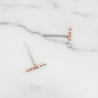 Mixed Metal Dot Stud Earrings | Sterling Silver + 14k Gold-Filled + 14k Rose Gold-Filled