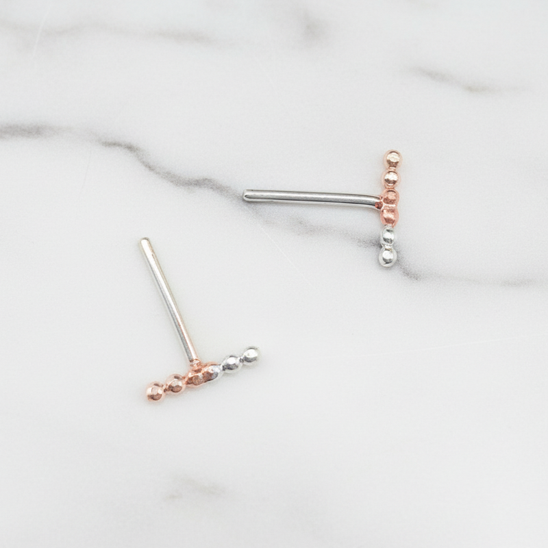 Mixed Metal Dot Stud Earrings | Sterling Silver + 14k Gold-Filled + 14k Rose Gold-Filled