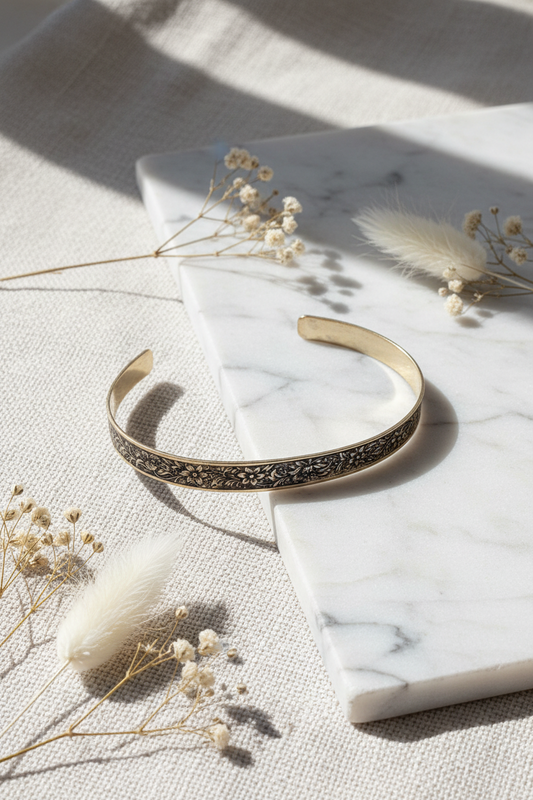 Bloom Patina Cuff | Gold Brass