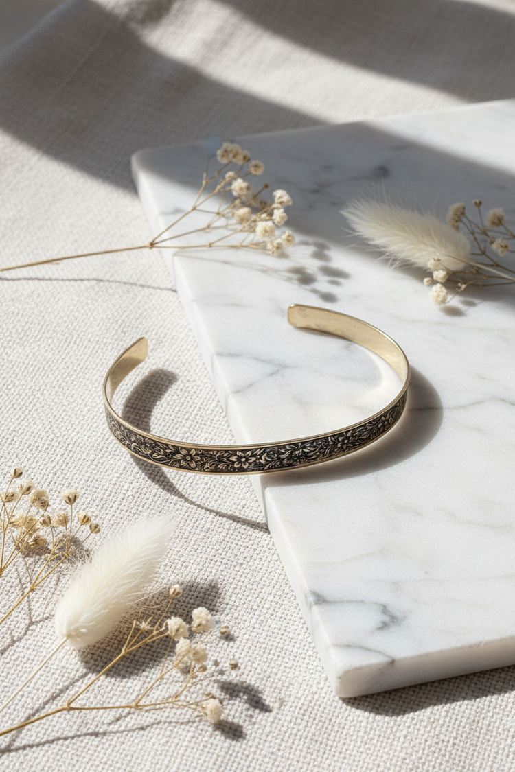 Bloom Patina Cuff | Gold Brass