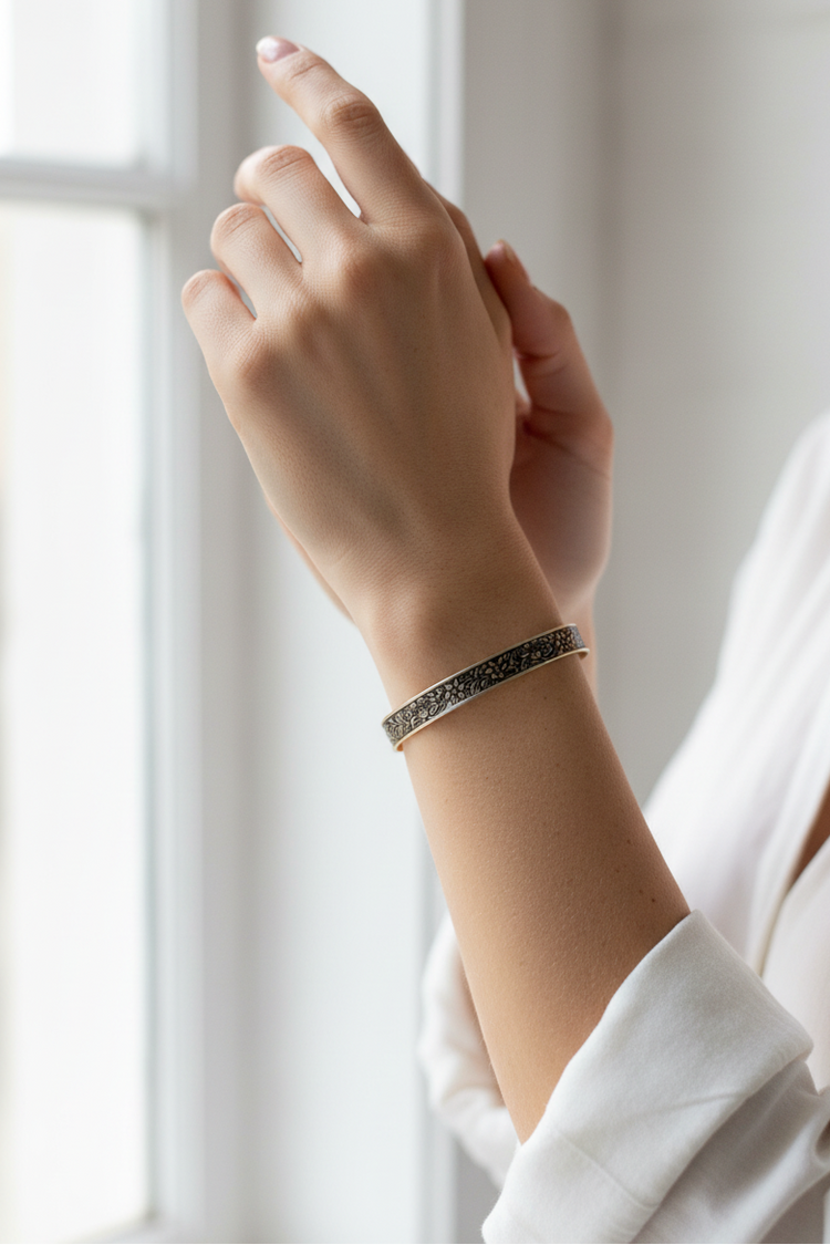 Bloom Patina Cuff | Gold Brass
