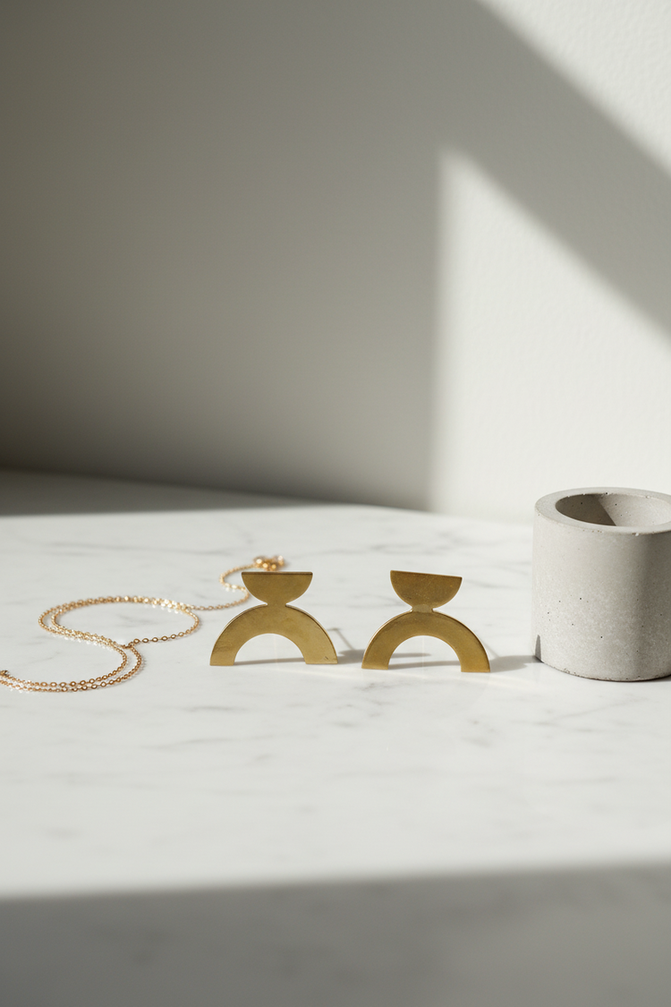 Geo Earrings: Brass + 14k Gold-Fill
