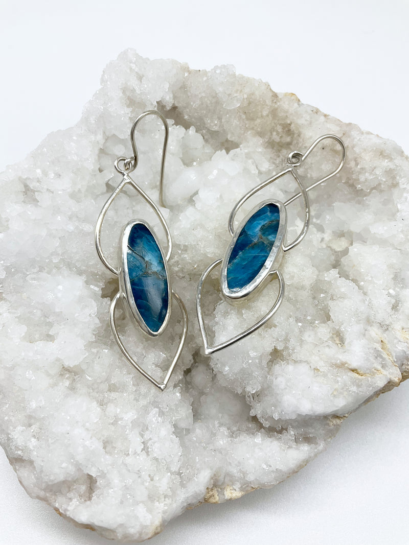 Azul Earrings: Sterling Silver + Apatite