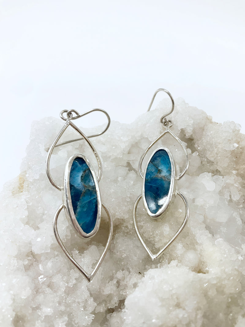 Azul Earrings: Sterling Silver + Apatite