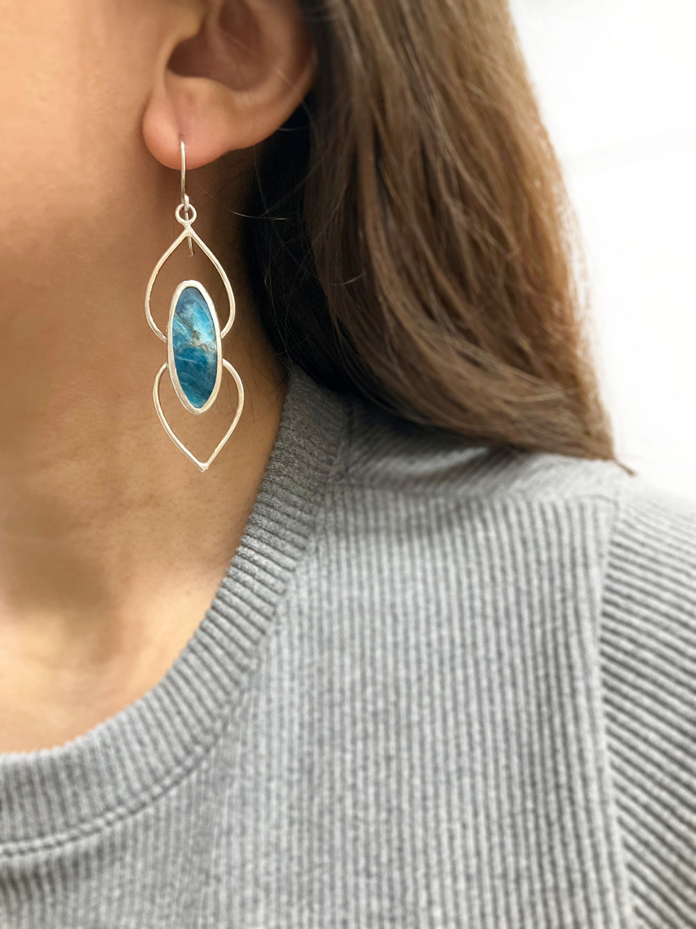 Azul Earrings: Sterling Silver + Apatite