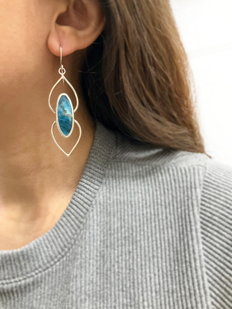 Azul Earrings: Sterling Silver + Apatite