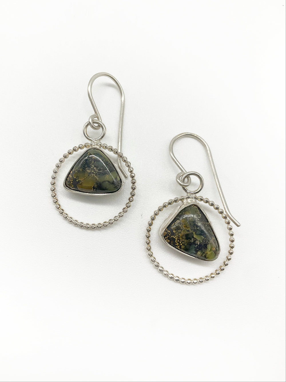 Serpent Earrings: Sterling Silver + Damale Turquoise