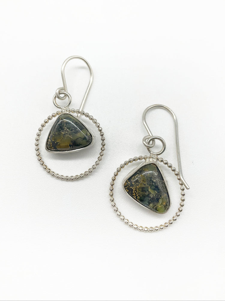 Serpent Earrings: Sterling Silver + Damale Turquoise