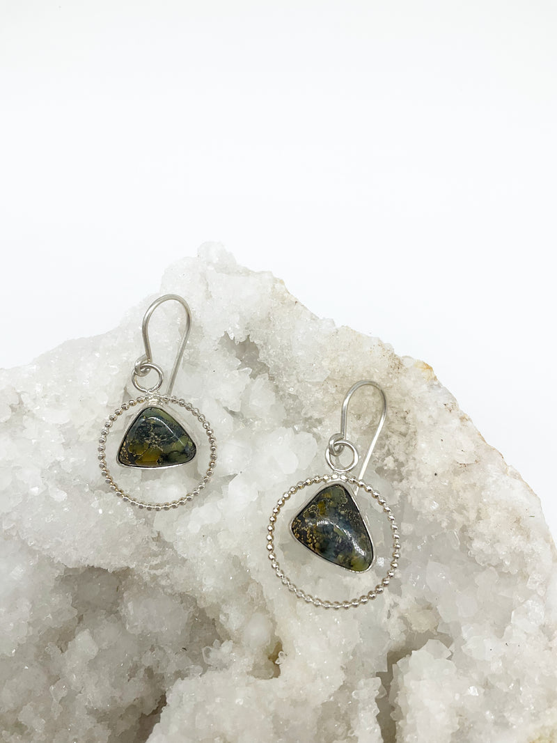 Serpent Earrings: Sterling Silver + Damale Turquoise
