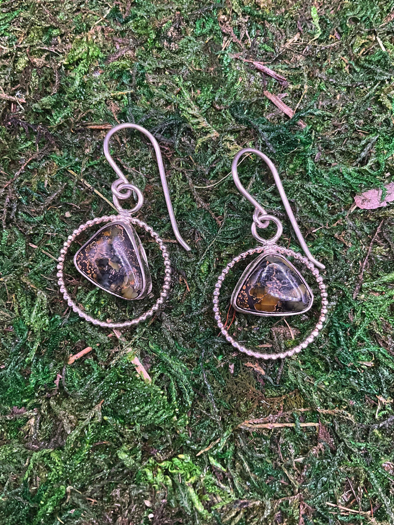 Serpent Earrings: Sterling Silver + Damale Turquoise