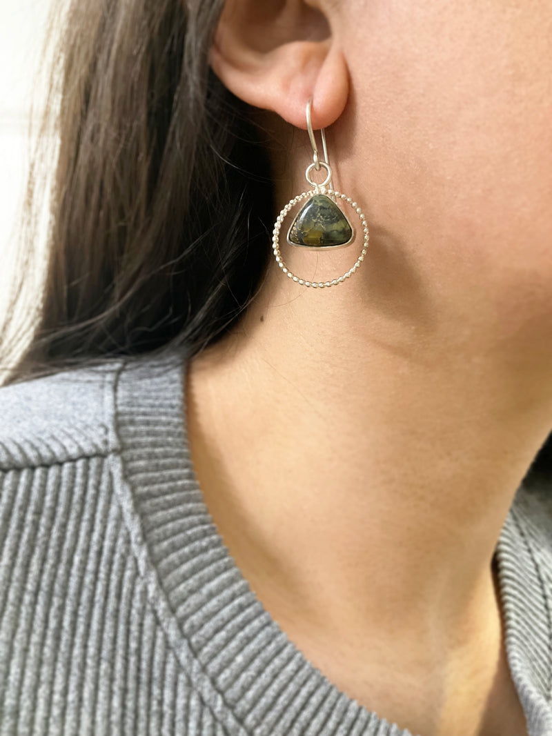 Serpent Earrings: Sterling Silver + Damale Turquoise