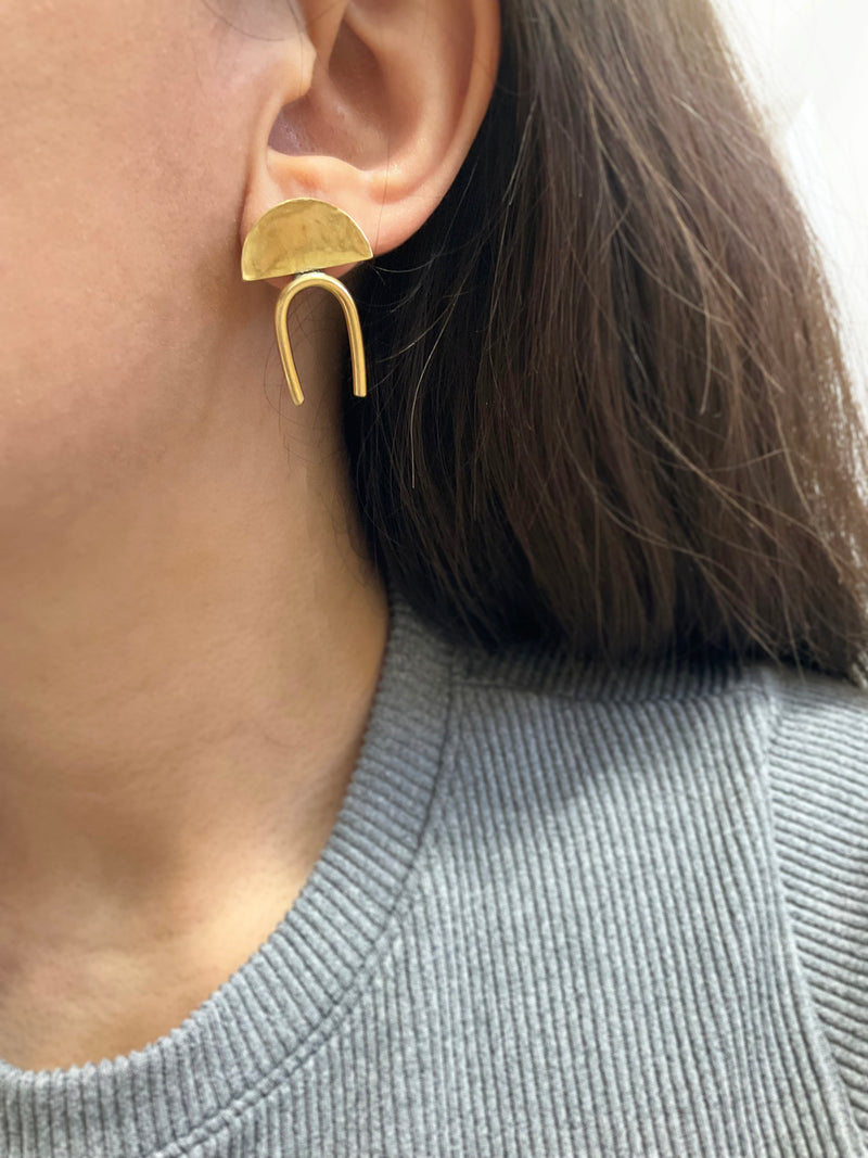 Aztec Earrings: Brass + 14k Gold-Fill