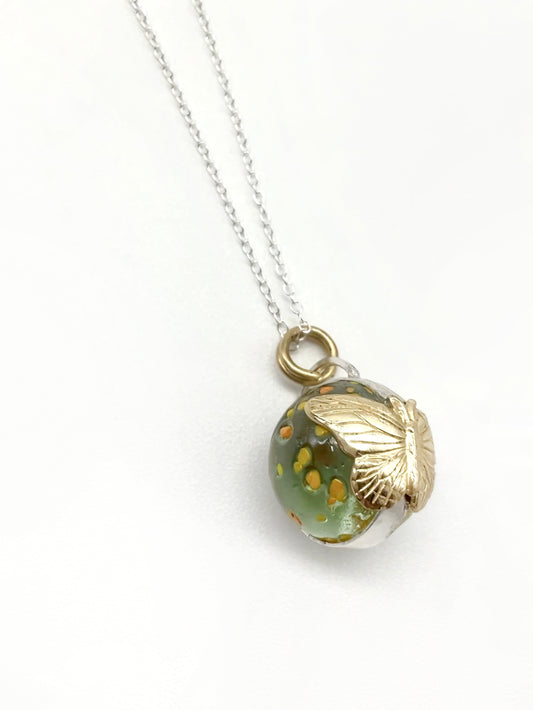 Marble Necklace: Vintage Marble + Sterling Silver + Brass • 22"