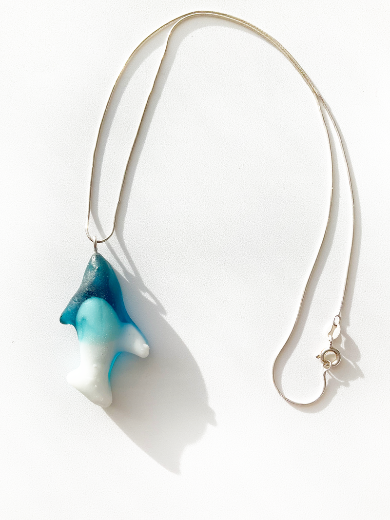 Gummy Shark Necklace: Resin Gummy Shark + Sterling Silver • 18"