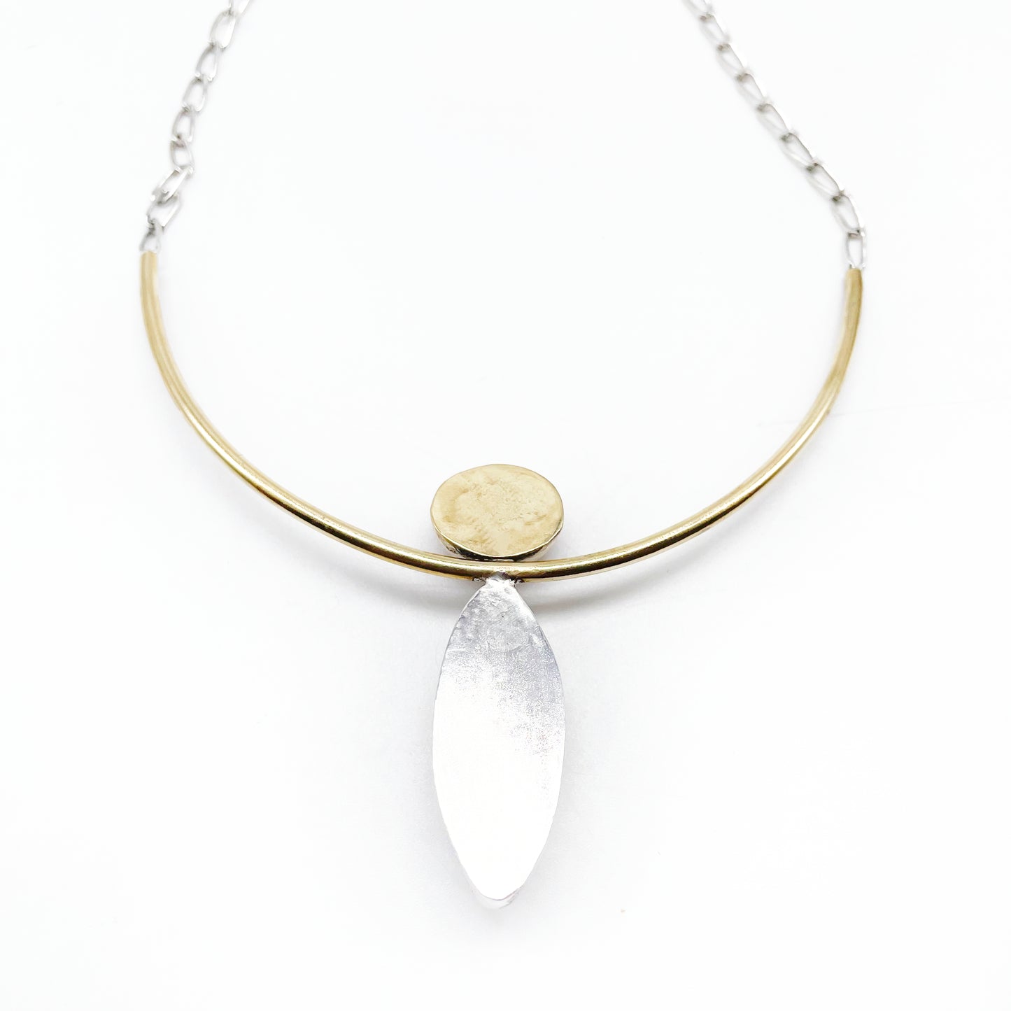 Galactic Grace Necklace: Galaxy Opal + Aurora Opal + Sterling Silver + Brass, 15"