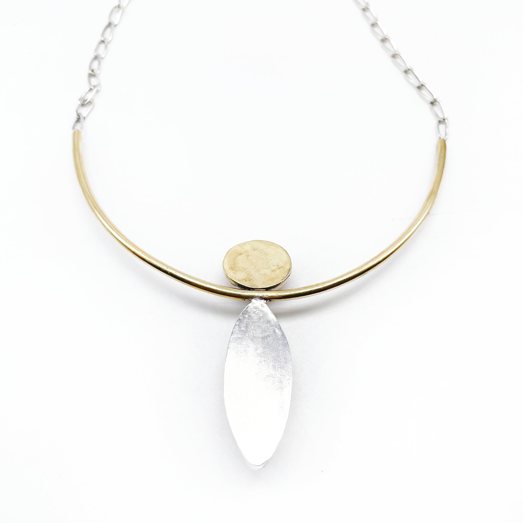 Galactic Grace Necklace: Galaxy Opal + Aurora Opal + Sterling Silver + Brass, 15"