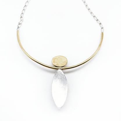 Galactic Grace Necklace: Galaxy Opal + Aurora Opal + Sterling Silver + Brass, 15"