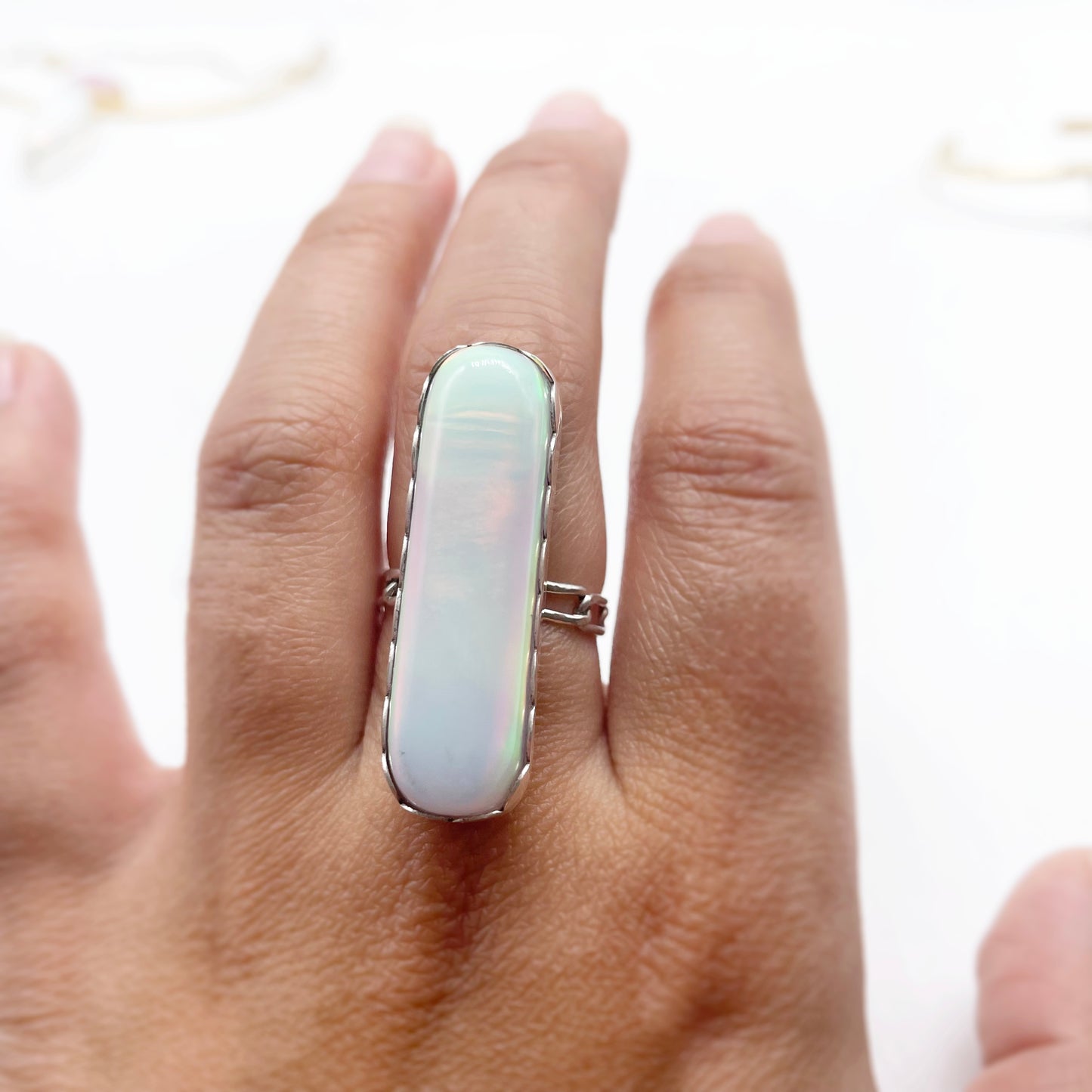 Starlit Ring: Aurora Opal + Sterling Silver • Size 6.5