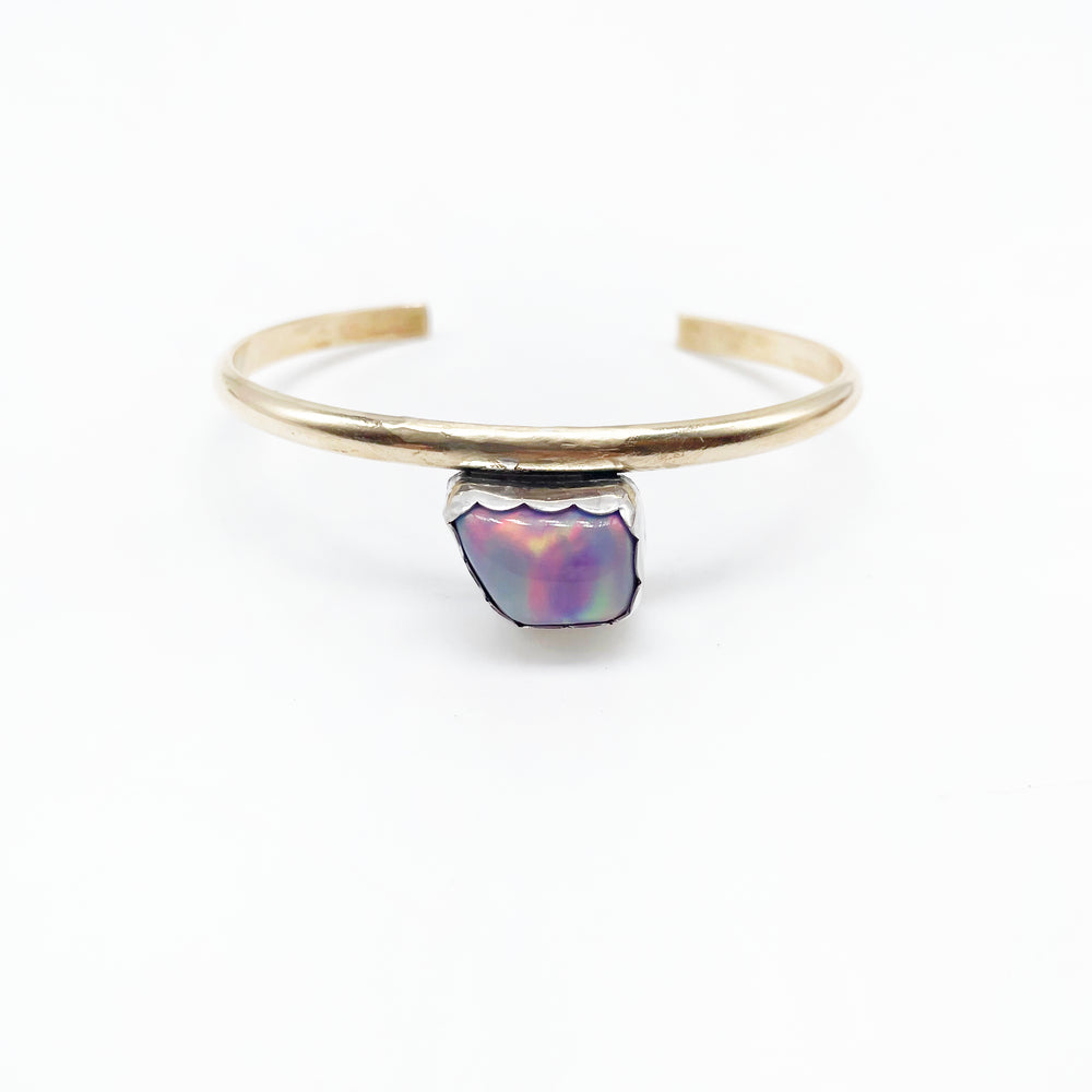 Nebula Cuff Bracelet: Aurora Opal + Sterling Silver + Brass