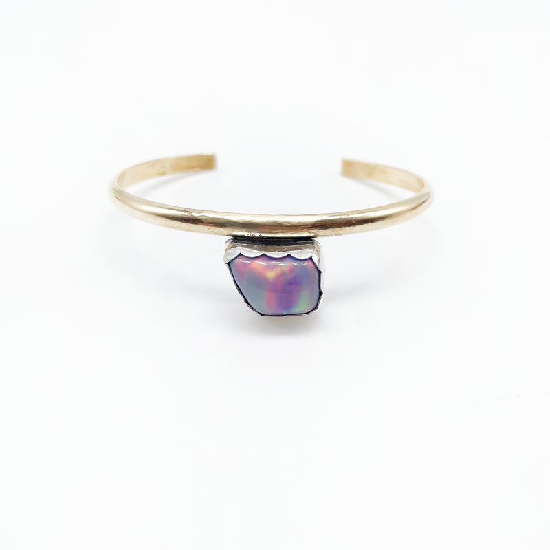 Nebula Cuff Bracelet: Aurora Opal + Sterling Silver + Brass