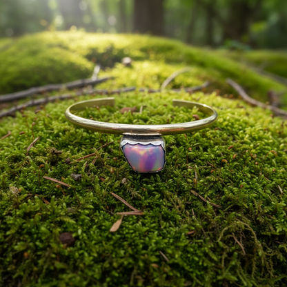 Nebula Cuff Bracelet: Aurora Opal + Sterling Silver + Brass
