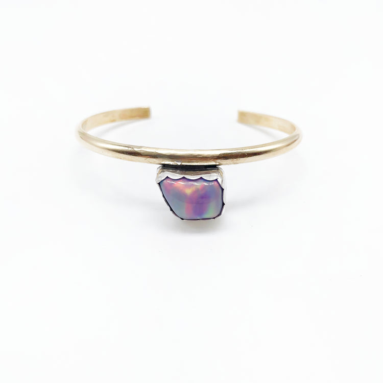 Nebula Cuff Bracelet: Aurora Opal + Sterling Silver + Brass