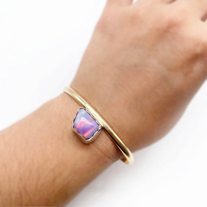 Nebula Cuff Bracelet: Aurora Opal + Sterling Silver + Brass