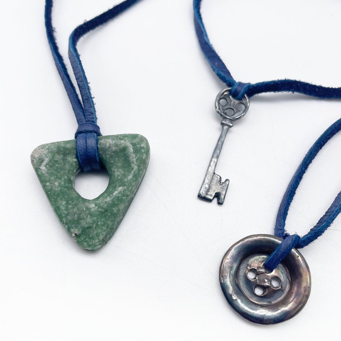 The Seeing Stone Necklace • Lucin Variscite + Deer Lace Leather • Adjustable 16"-28"