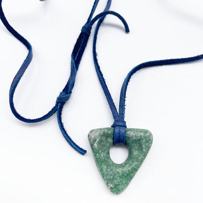 The Seeing Stone Necklace • Lucin Variscite + Deer Lace Leather • Adjustable 16"-28"