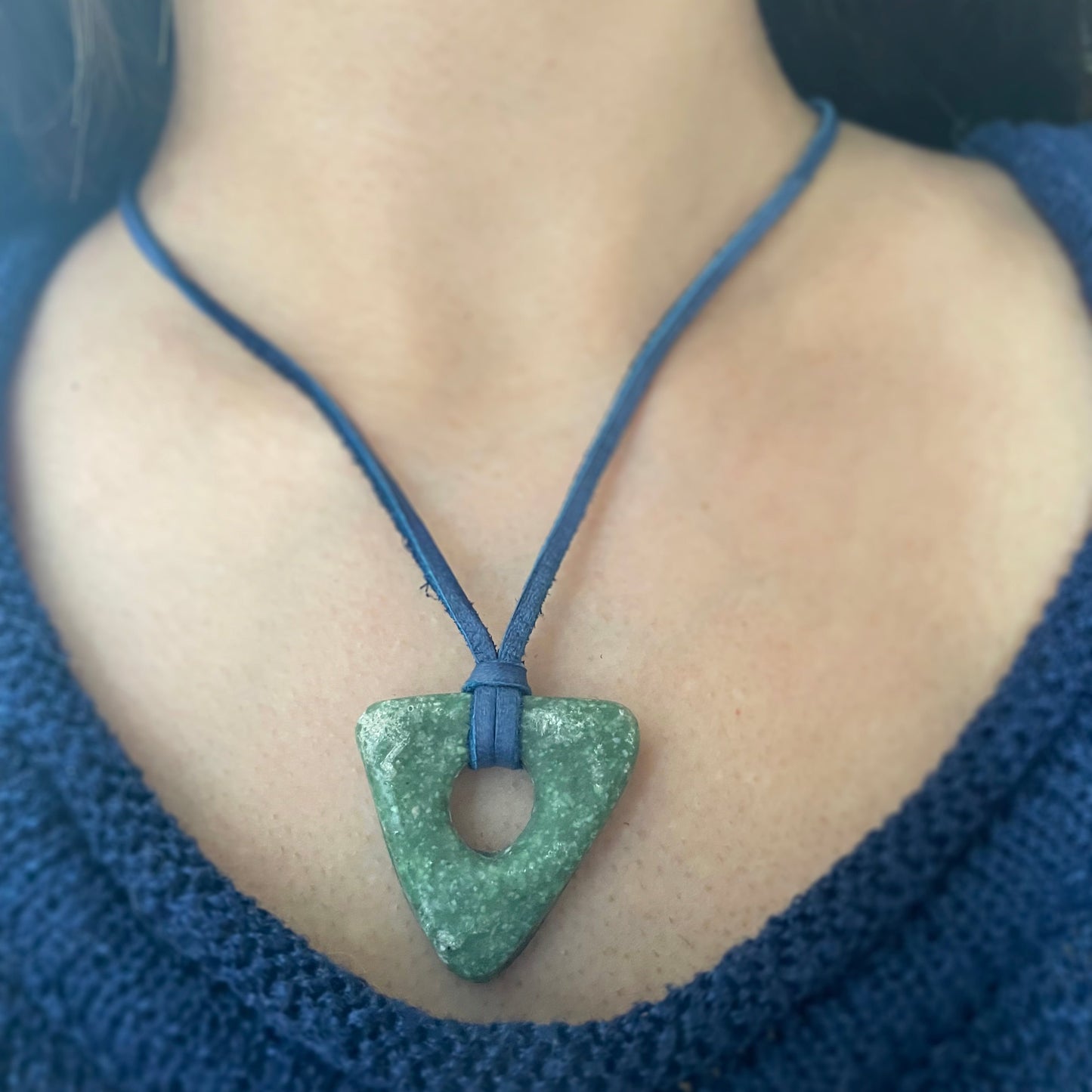 The Seeing Stone Necklace • Lucin Variscite + Deer Lace Leather • Adjustable 16"-28"