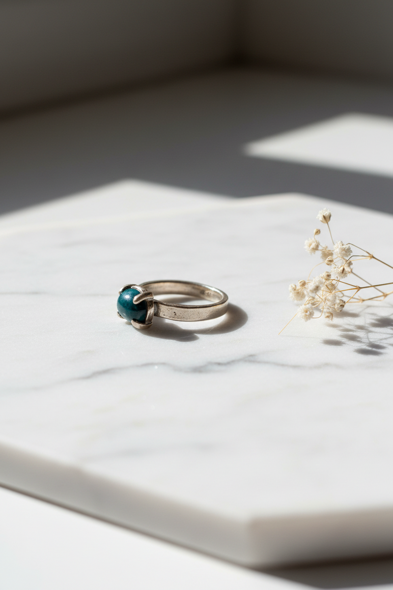 Handcrafted Ancient Bronze Black Opal Ring – Artisan Statement Piece for Elevated, Intentional Style – Size 8