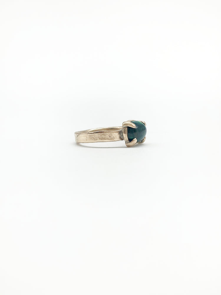 Handcrafted Ancient Bronze Black Opal Ring – Artisan Statement Piece for Elevated, Intentional Style – Size 8
