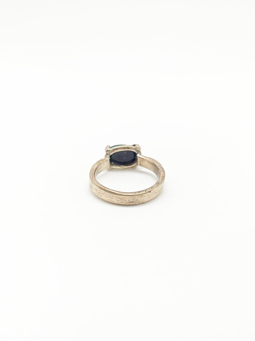 Handcrafted Ancient Bronze Black Opal Ring – Artisan Statement Piece for Elevated, Intentional Style – Size 8