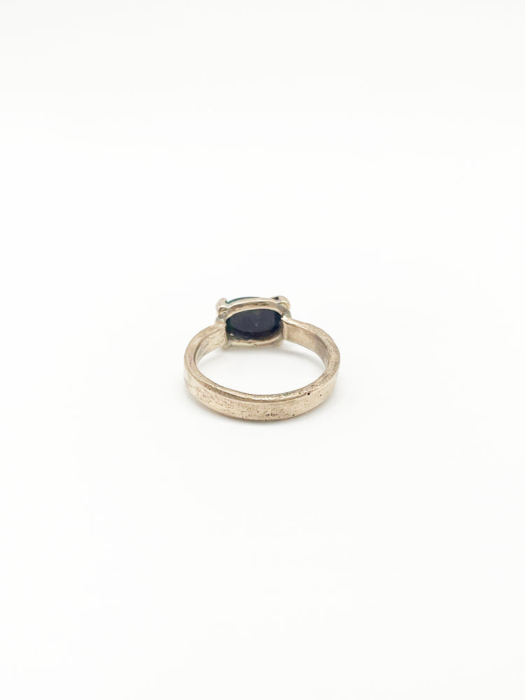 Handcrafted Ancient Bronze Black Opal Ring – Artisan Statement Piece for Elevated, Intentional Style – Size 8
