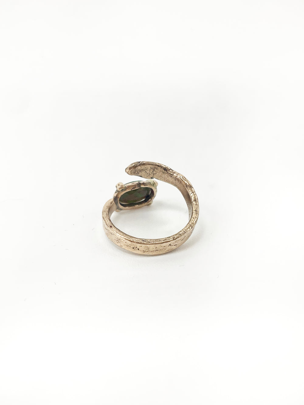 Handcrafted Ancient Bronze Black Opal Ring – One-of-a-Kind Statement Ring for Artistic, Soulful Women – Size 7