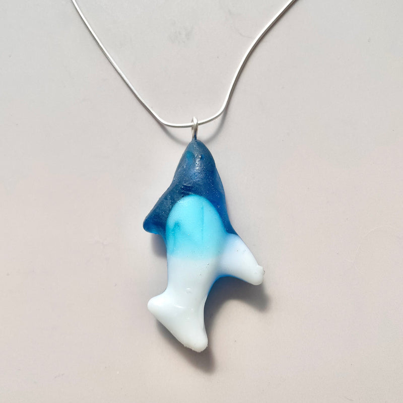 Gummy Shark Necklace: Resin Gummy Shark + Sterling Silver • 18"
