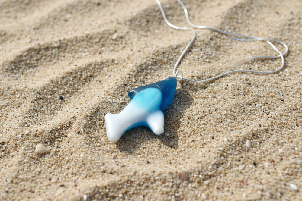 Gummy Shark Necklace: Resin Gummy Shark + Sterling Silver • 18"