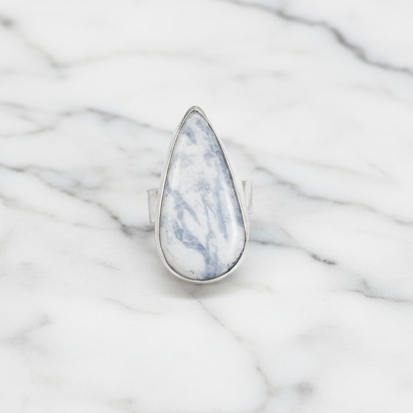 Sun Valley Ring ◇ Wallostonite + Blue Calcite + Sterling Silver ◇ Size 6.5