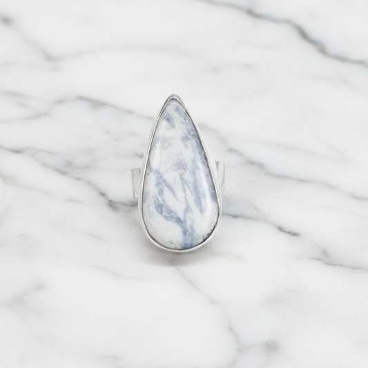 Sun Valley Ring ◇ Wallostonite + Blue Calcite + Sterling Silver ◇ Size 6.5