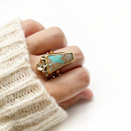 Isle Ring ◇ Turquoise + Gold Brass ◇ Size 8