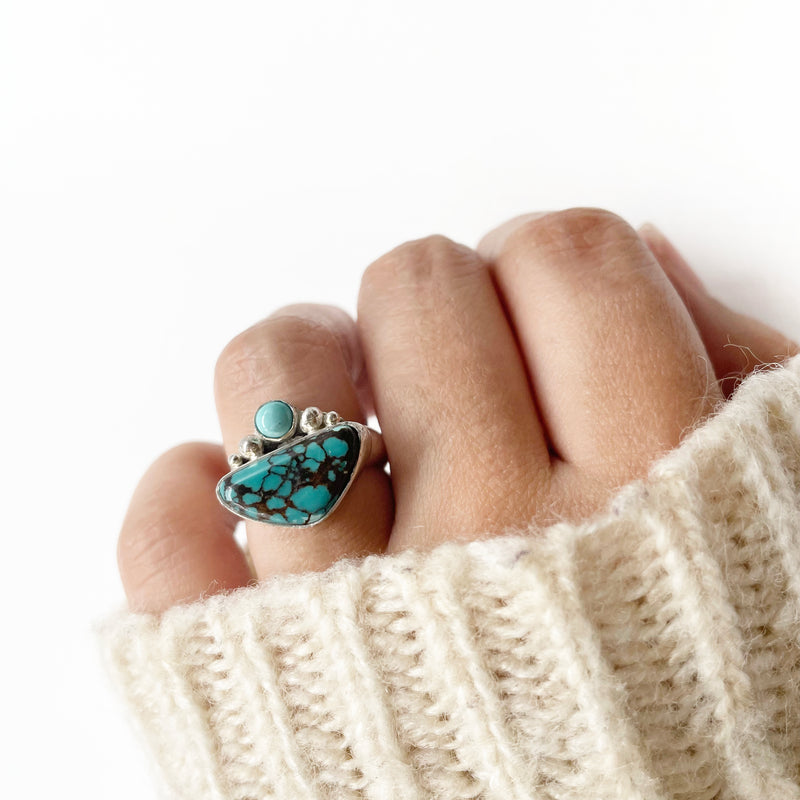 Empress Ring ◇ Hubei Turquoise + Sterling Silver ◇ Size 5.5