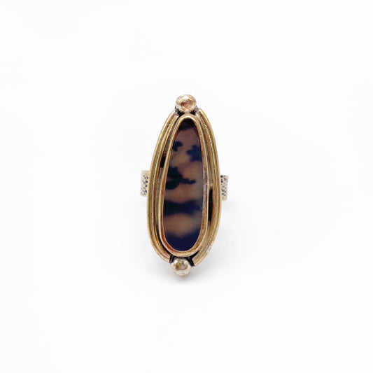 Pharaoh Ring ◇ Montana Agate + Gold Brass ◇ Size 8