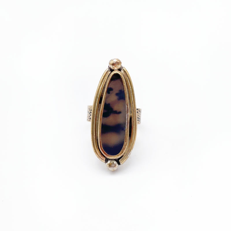 Pharaoh Ring ◇ Montana Agate + Gold Brass ◇ Size 8