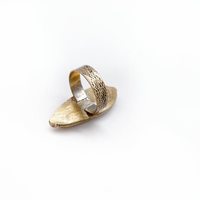 Pharaoh Ring ◇ Montana Agate + Gold Brass ◇ Size 8