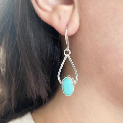 Turquoise Teardrop Earrings ◇ Sterling Silver + King Manassa Turquoise