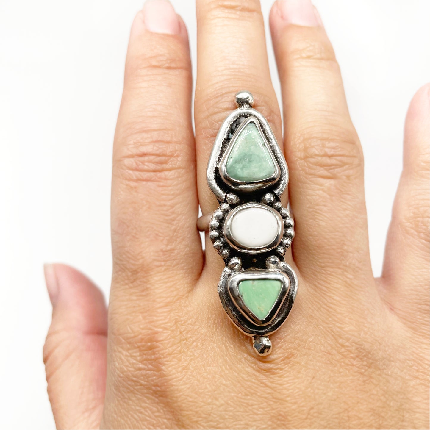 Misty Dunes Ring ❂ Lucin Variscite + White Jasper ❂ Size 6.5