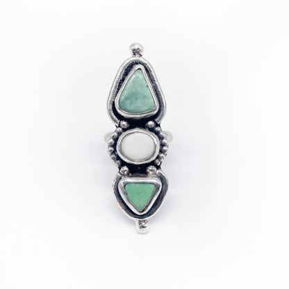 Misty Dunes Ring ❂ Lucin Variscite + White Jasper ❂ Size 6.5