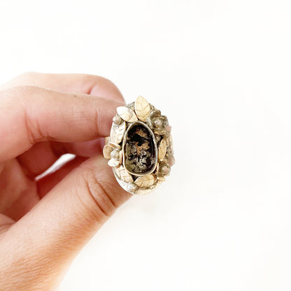 Gold Brass Blooms Ring ◇ King Manassa Turquoise + Gold Brass ◇ Size 8.25